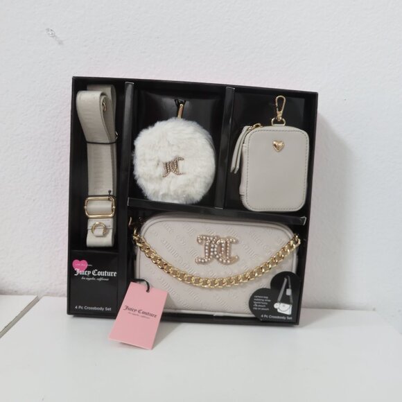 Juicy Couture Cream and Gold 4 Pc Crossbody Gift Box Set - Picture 2 of 7